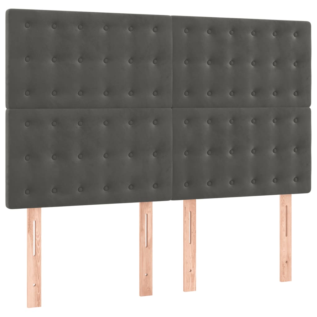 sötétszürke bársony rugós ágy matraccal 140x190 cm
