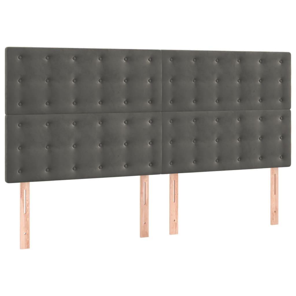sötétszürke bársony rugós ágy matraccal 160x200 cm