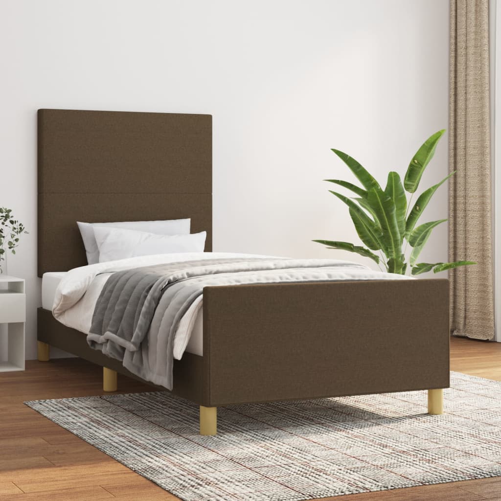 sötétbarna szövet ágykeret matrac nélkül 100x200 cm