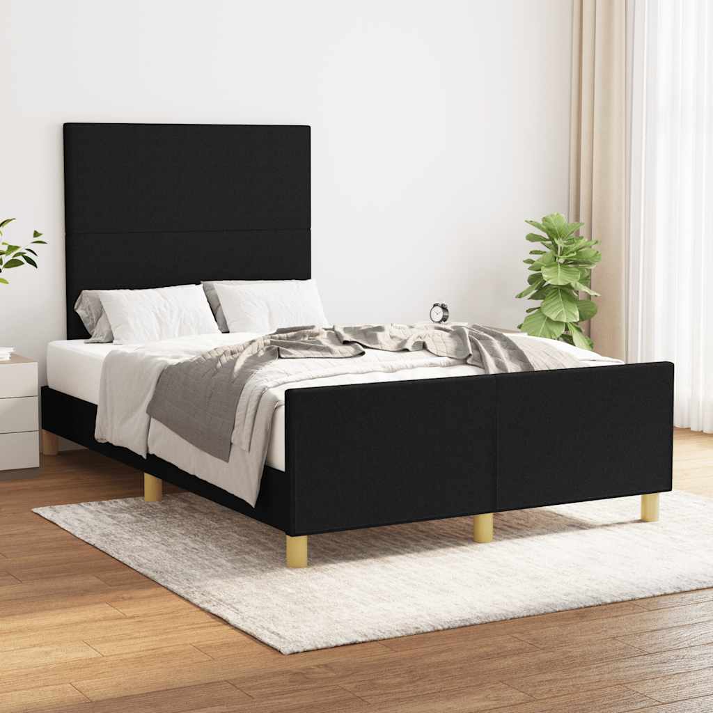 fekete szövet ágykeret matrac nélkül 120x200 cm