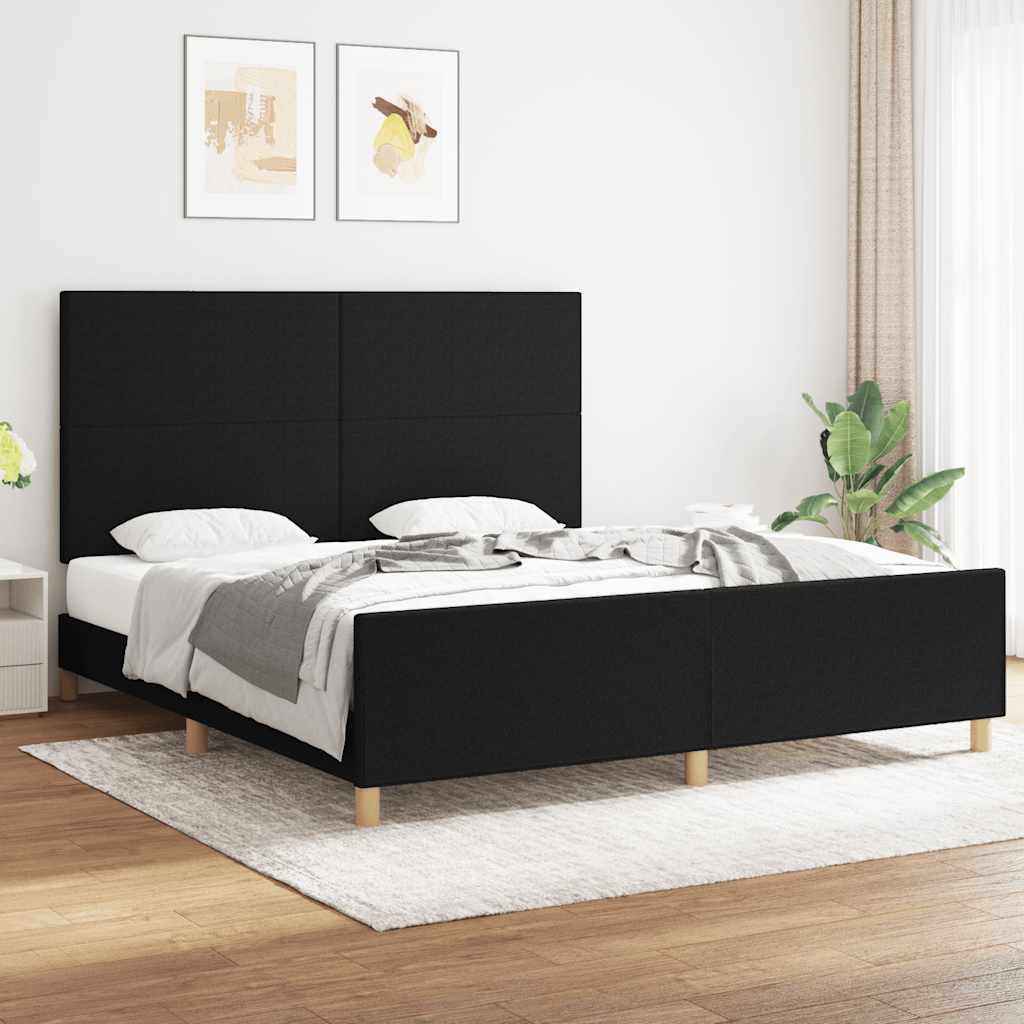 fekete szövet ágykeret matrac nélkül 180 x 200 cm
