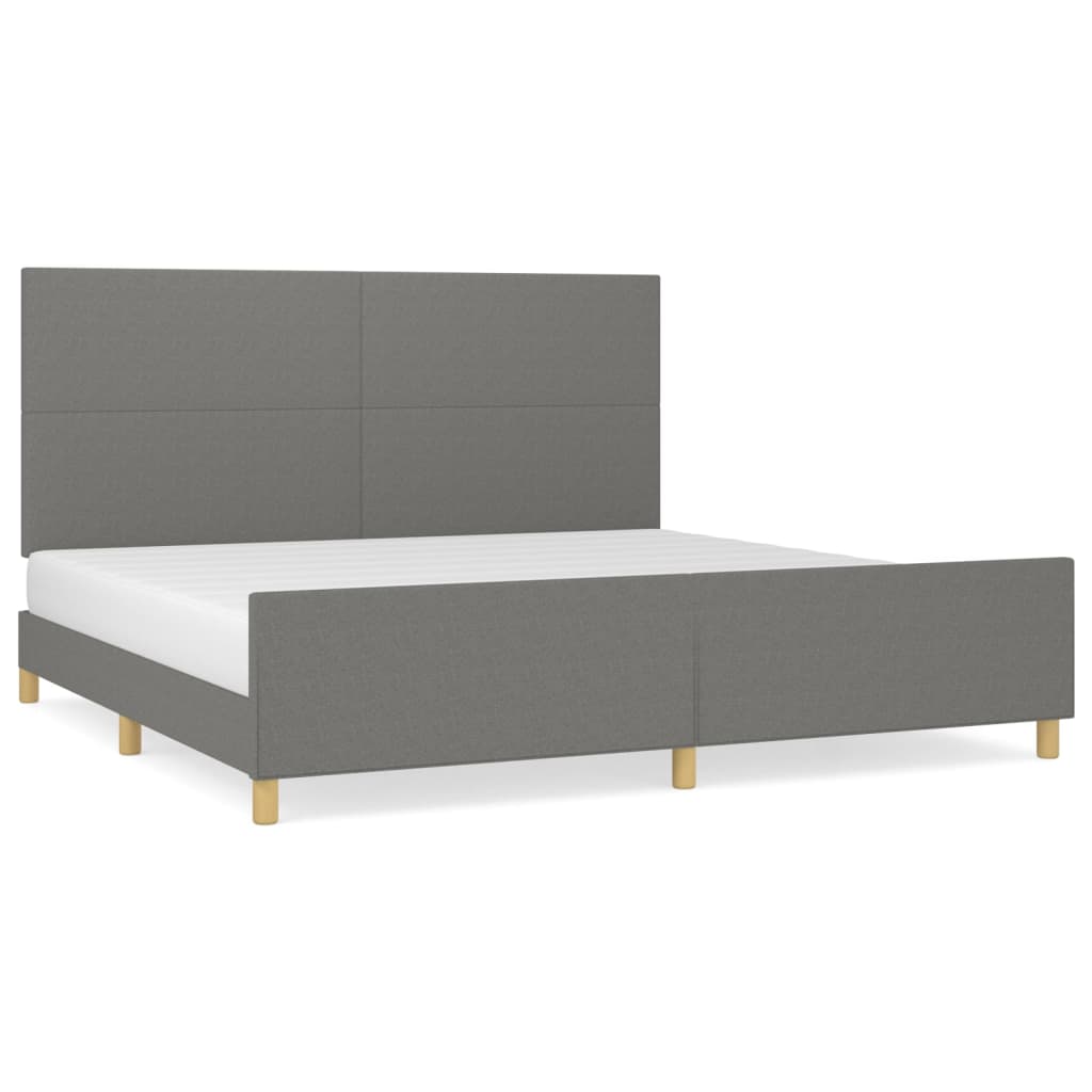 sötétszürke szövet ágykeret matrac nélkül 200 x 200 cm