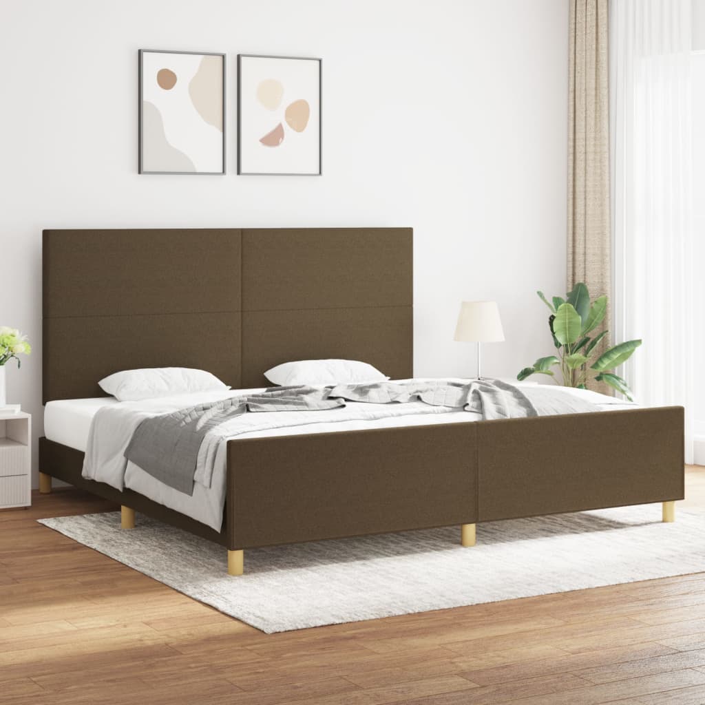 sötétbarna szövet ágykeret matrac nélkül 200 x 200 cm