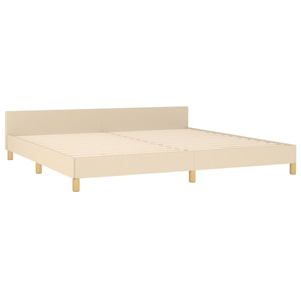 krémszínű szövet ágykeret matrac nélkül 200 x 200 cm