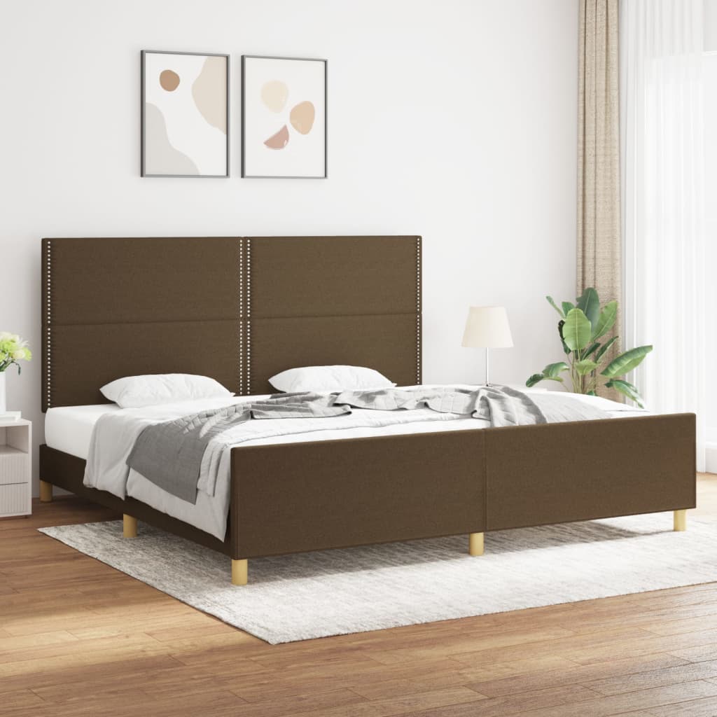 sötétbarna szövet ágykeret matrac nélkül 200 x 200 cm