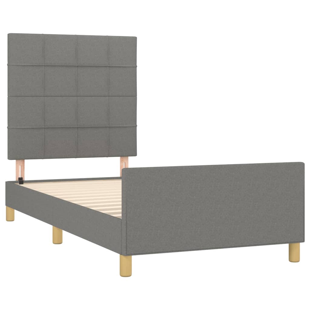 sötétszürke szövet ágykeret matrac nélkül 80x200 cm