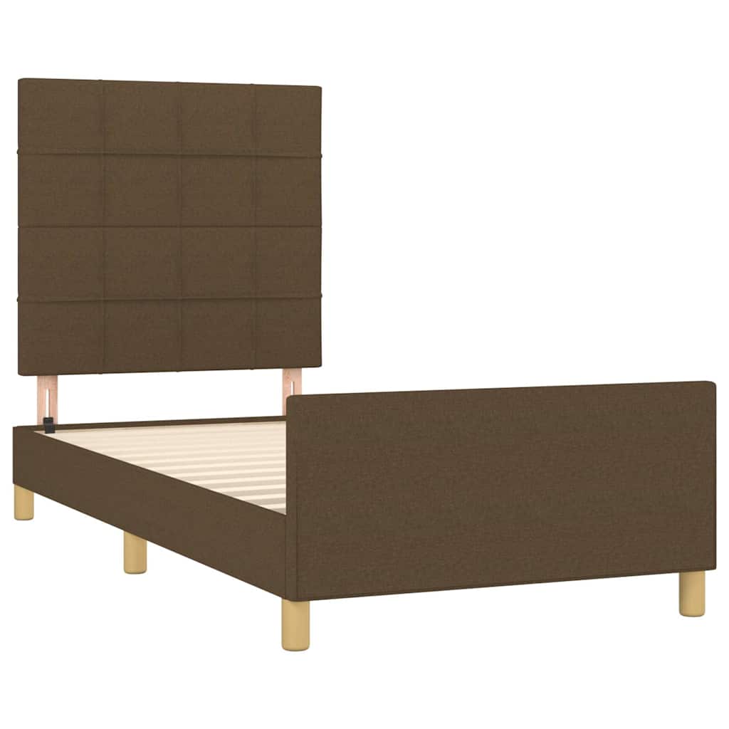 sötétbarna szövet ágykeret matrac nélkül 80x200 cm