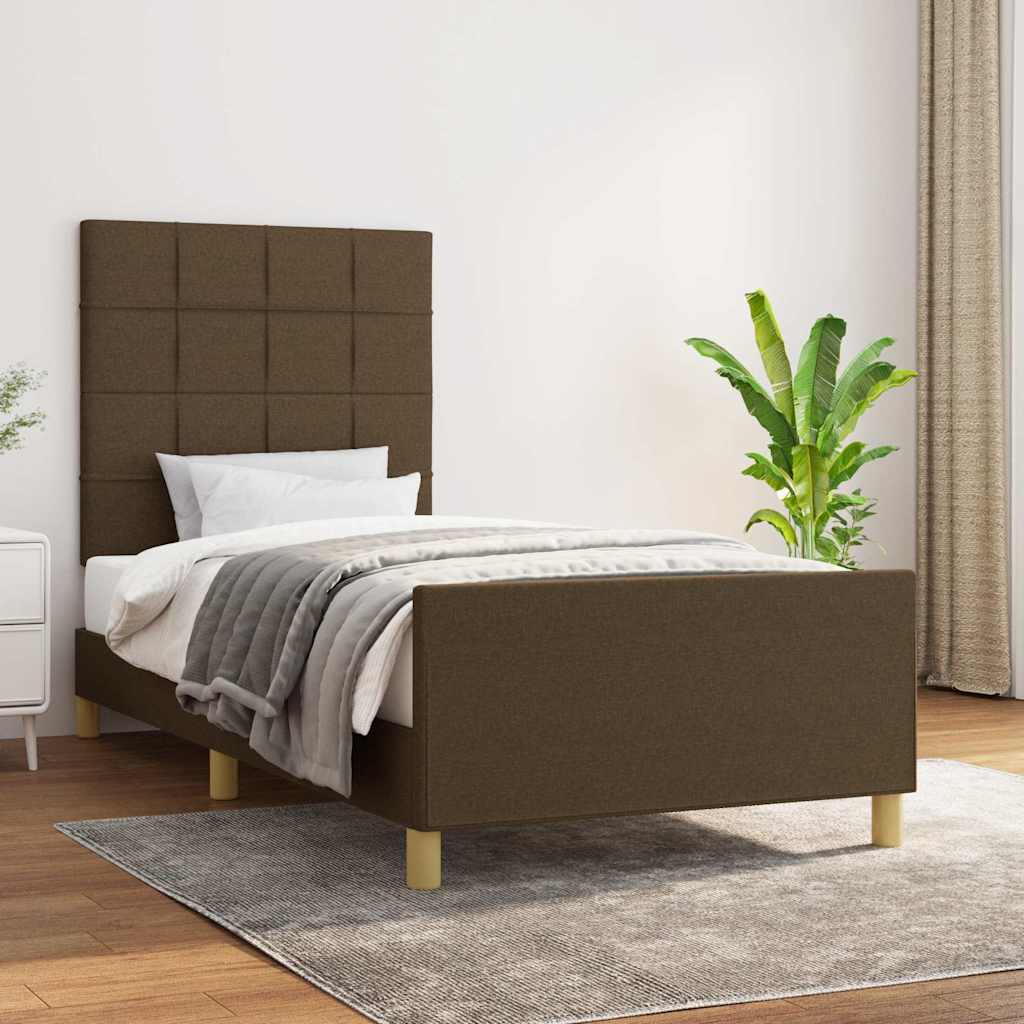 sötétbarna szövet ágykeret matrac nélkül 80x200 cm