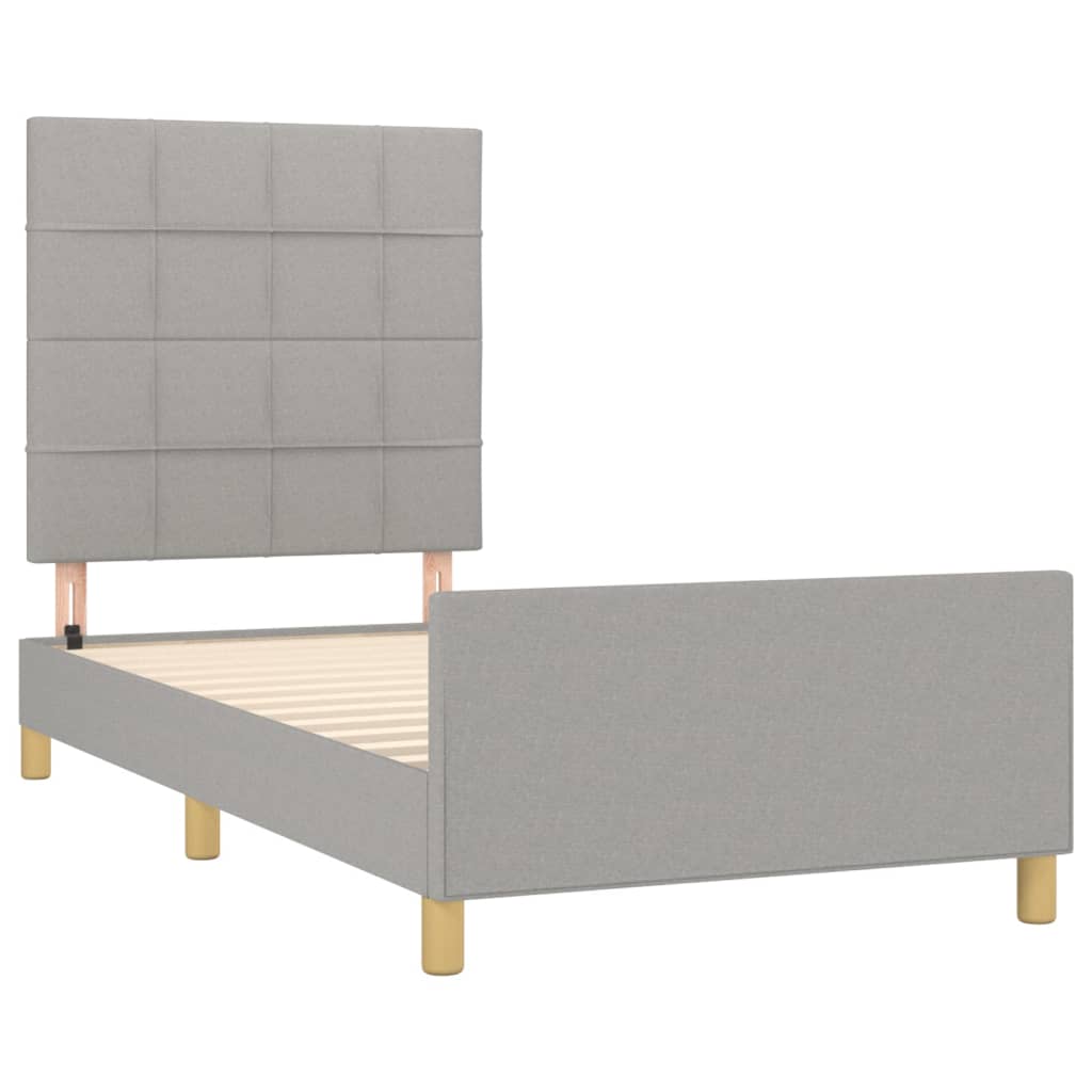 világosszürke szövet ágykeret matrac nélkül 90x200 cm