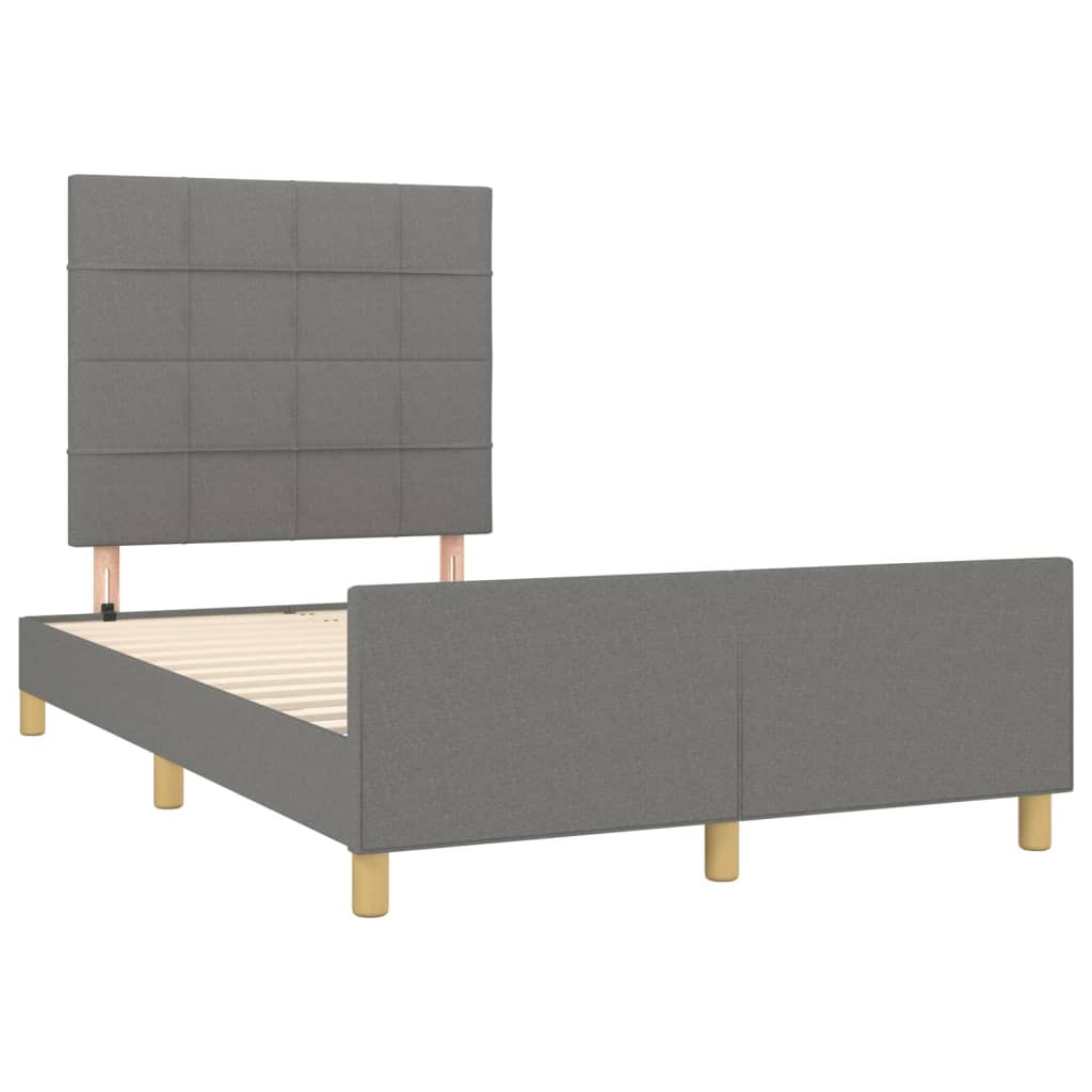 sötétszürke szövet ágykeret matrac nélkül 120x200 cm