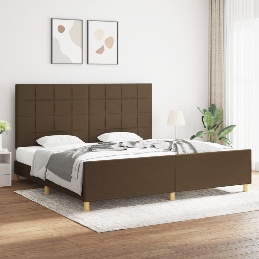 sötétbarna szövet ágykeret matrac nélkül 200 x 200 cm