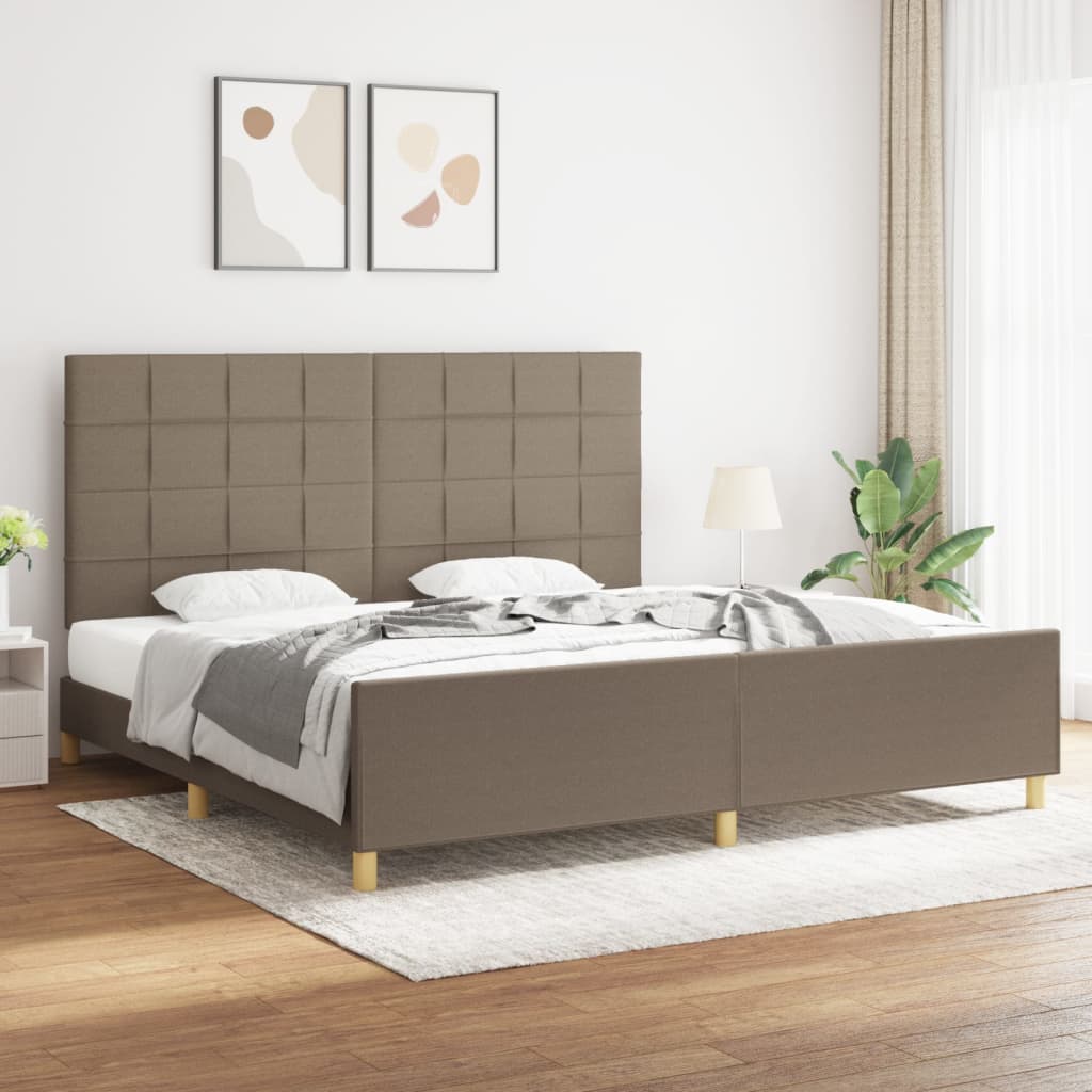 tópszínű szövet ágykeret matrac nélkül 200 x 200 cm