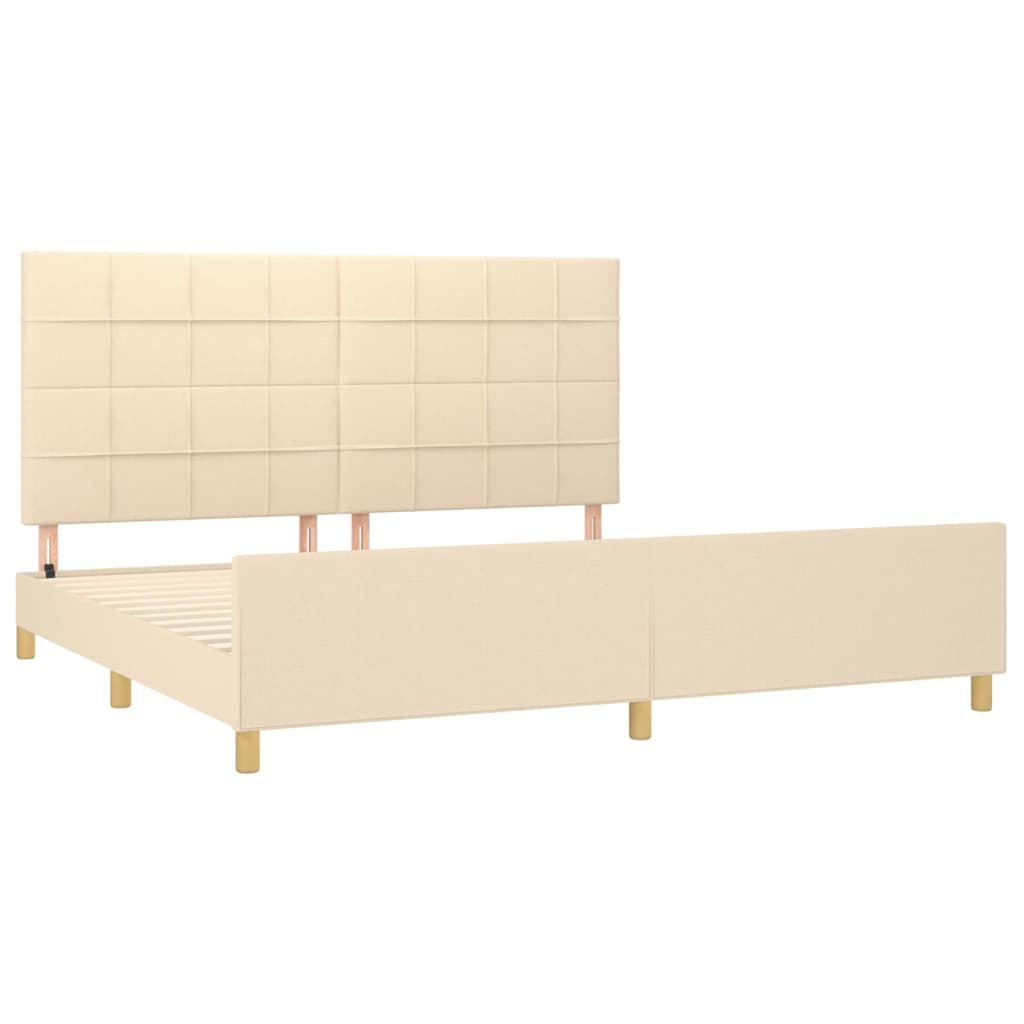 krémszínű szövet ágykeret matrac nélkül 200 x 200 cm
