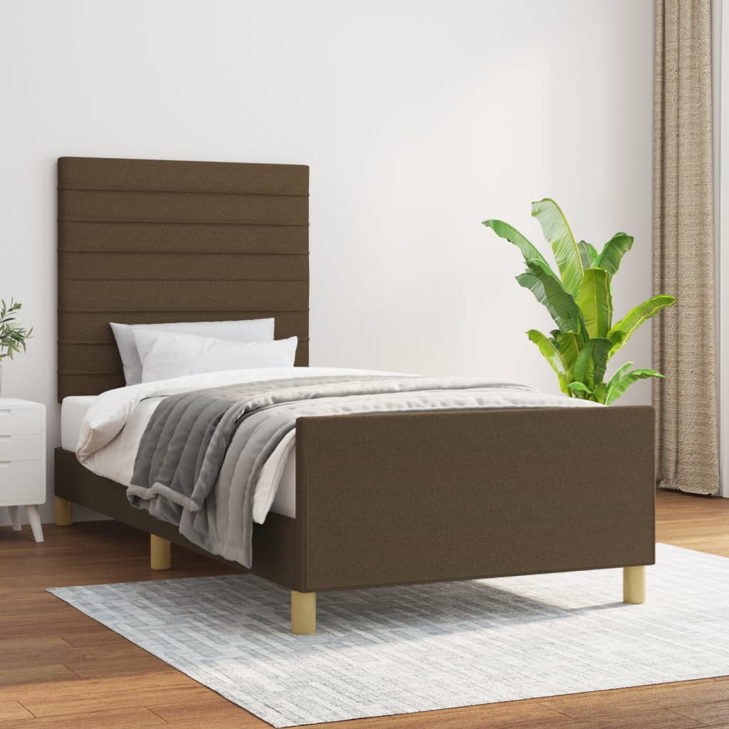 sötétbarna szövet ágykeret matrac nélkül 80x200 cm