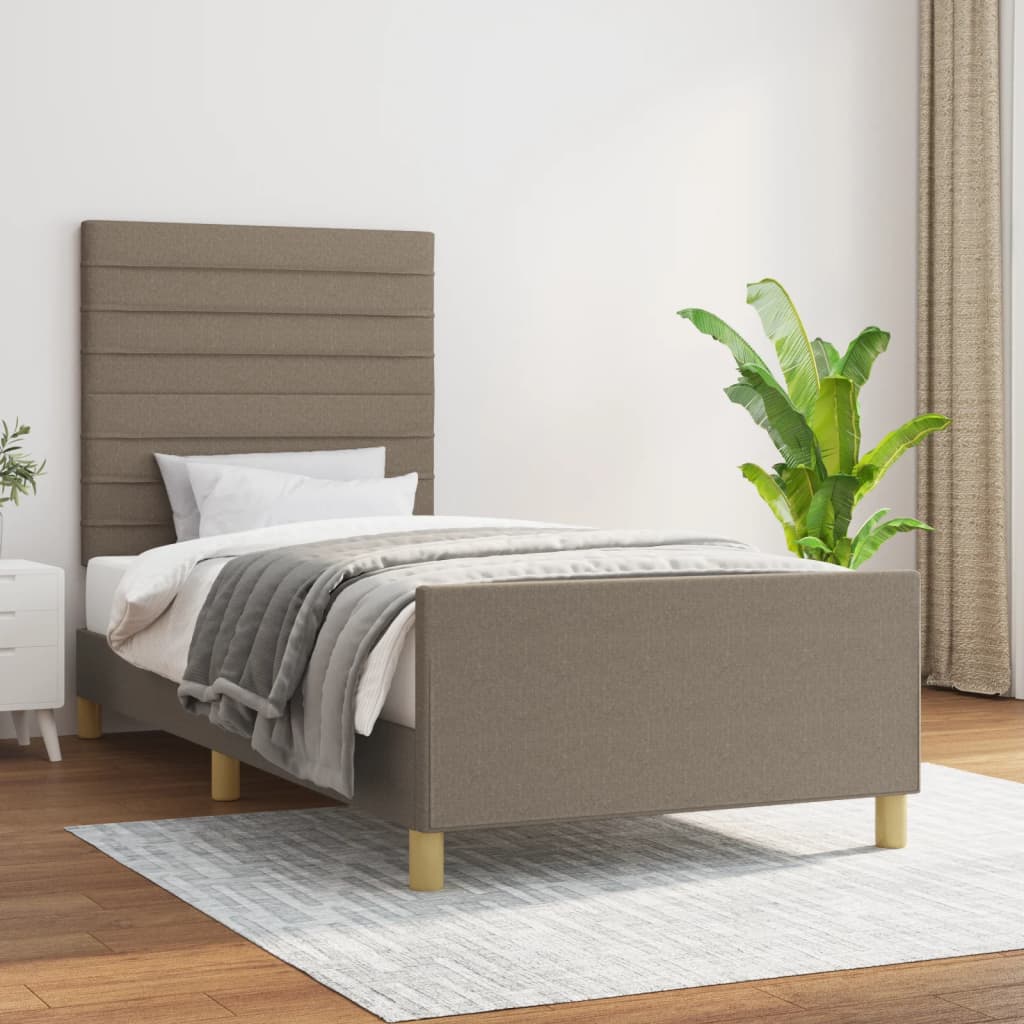 tópszínű szövet ágykeret matrac nélkül 90x200 cm