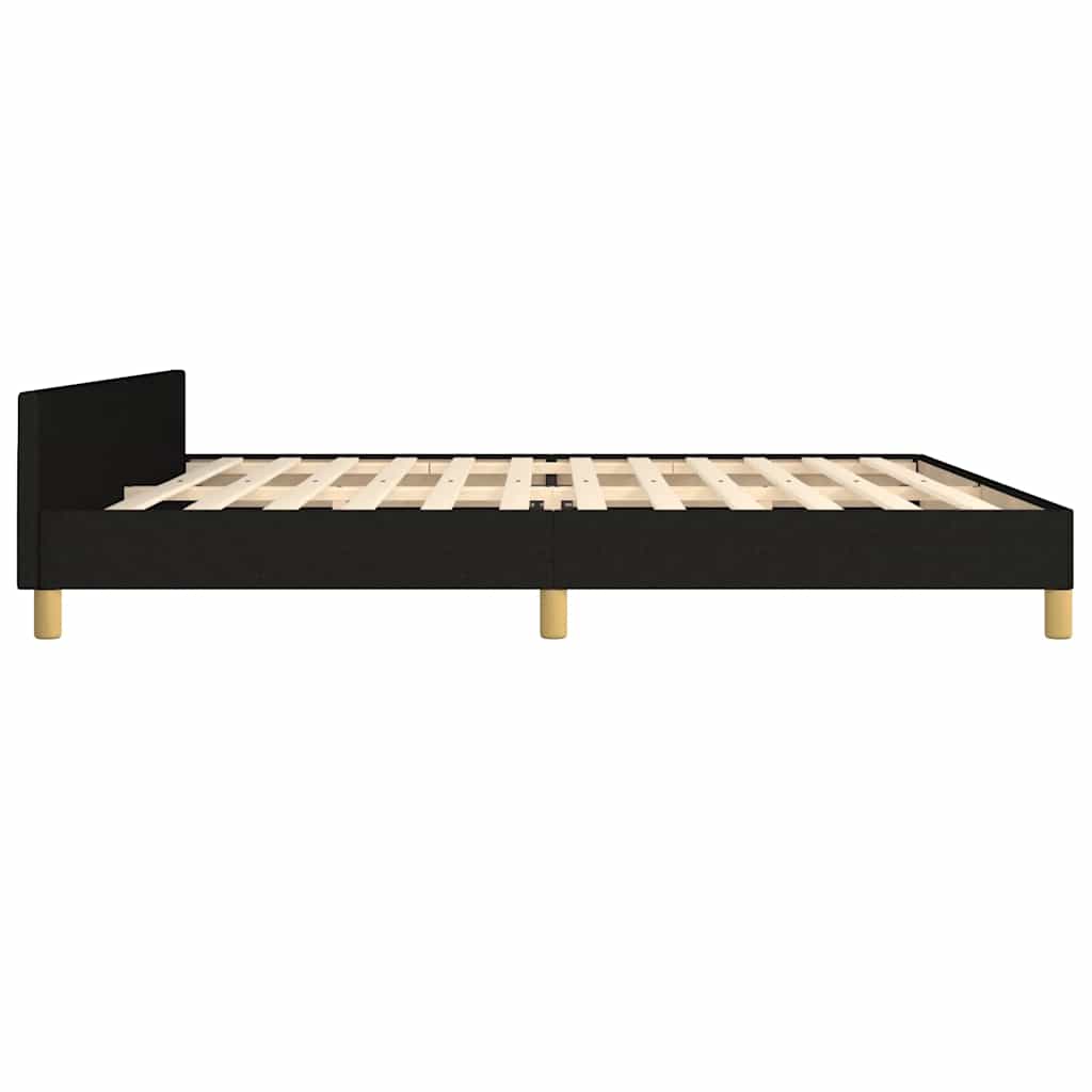 fekete szövet ágykeret matrac nélkül 200 x 200 cm