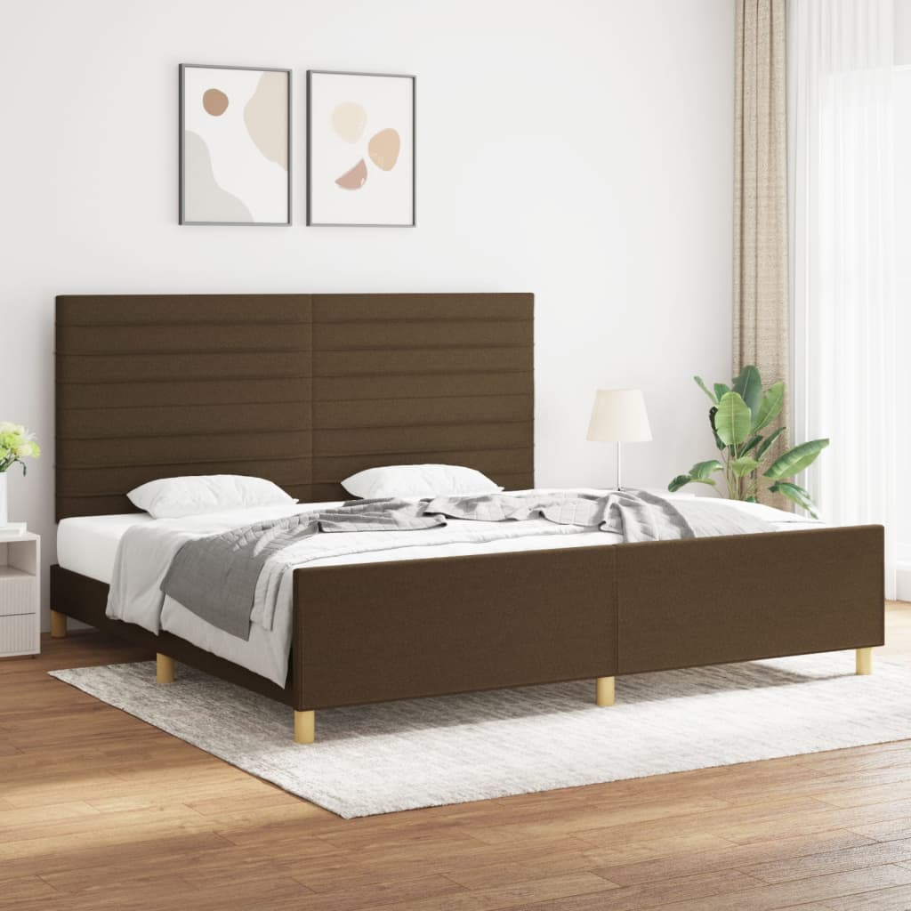 sötétbarna szövet ágykeret matrac nélkül 200 x 200 cm