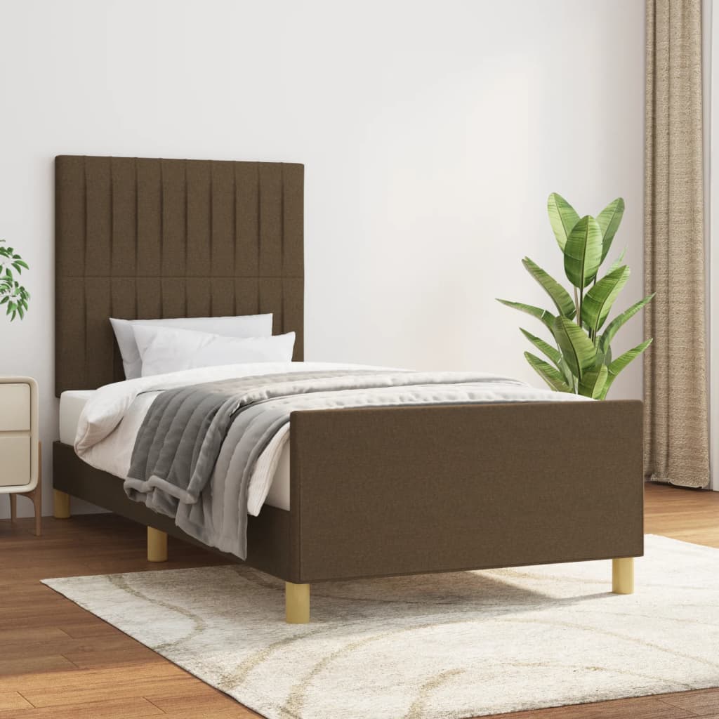 sötétbarna szövet ágykeret matrac nélkül 80x200 cm