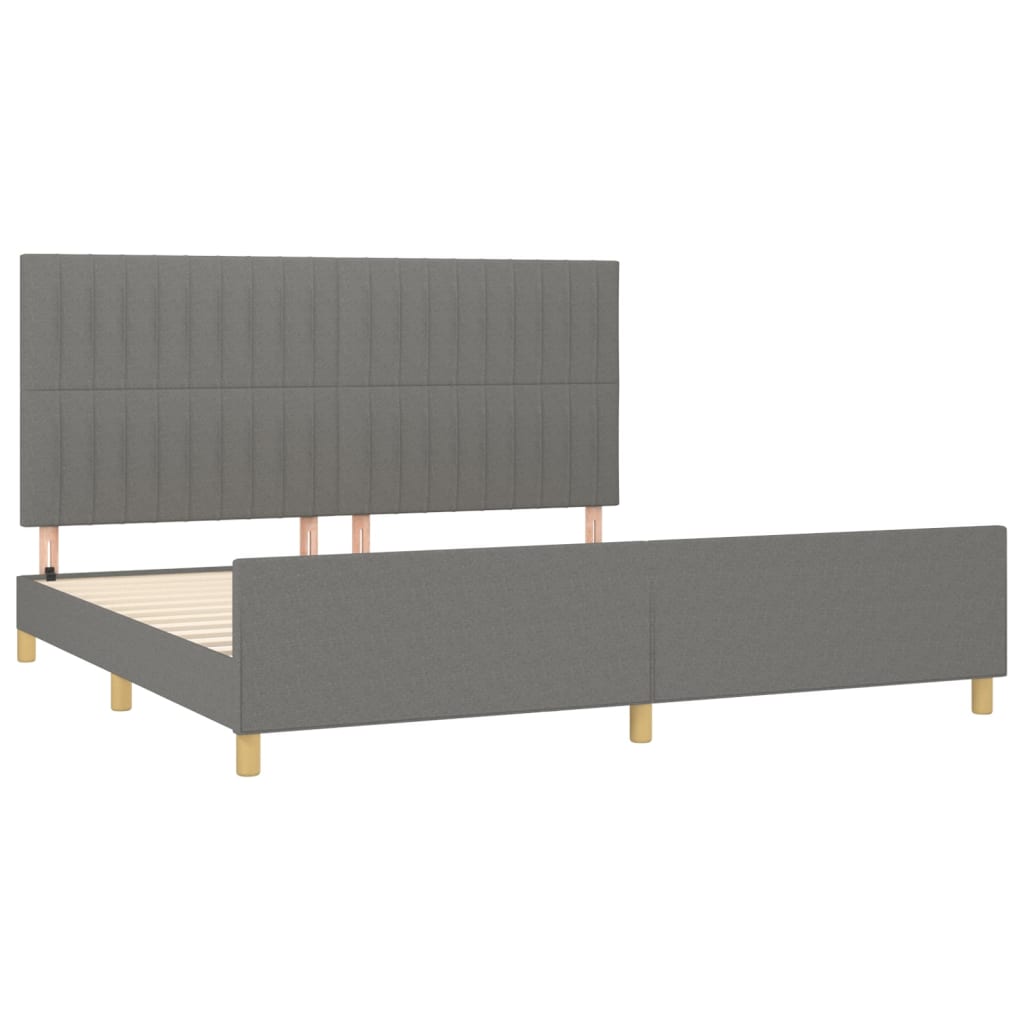 sötétszürke szövet ágykeret matrac nélkül 200 x 200 cm