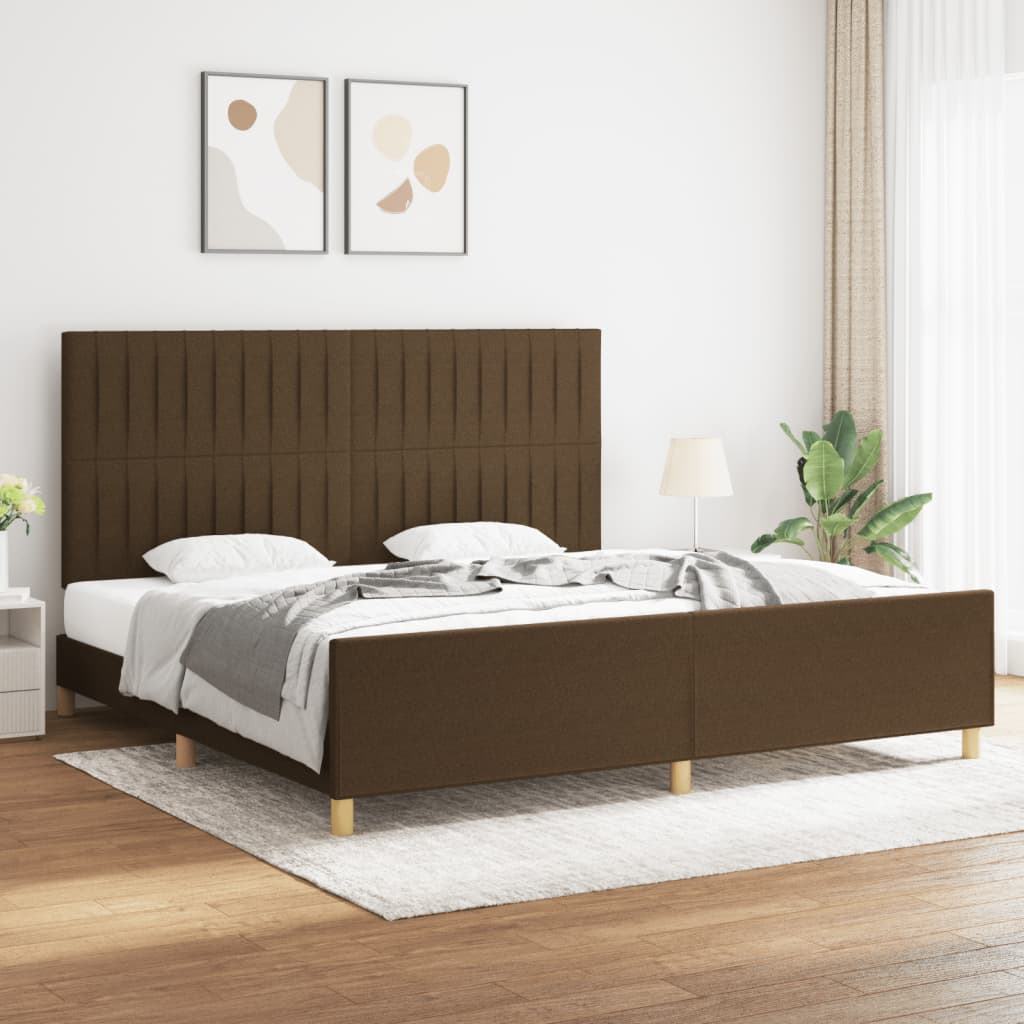 sötétbarna szövet ágykeret matrac nélkül 200 x 200 cm