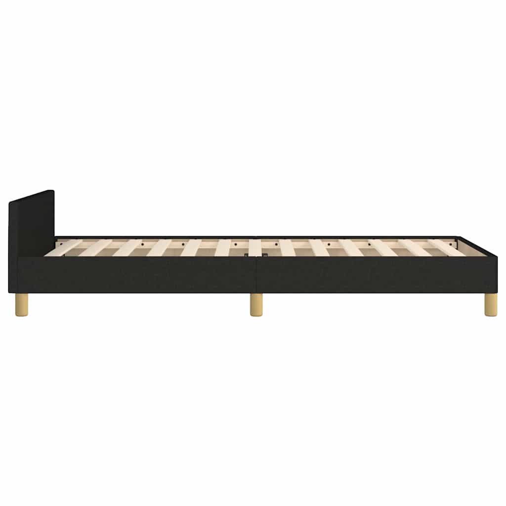 fekete szövet ágykeret fejtámlával 90 x 200 cm