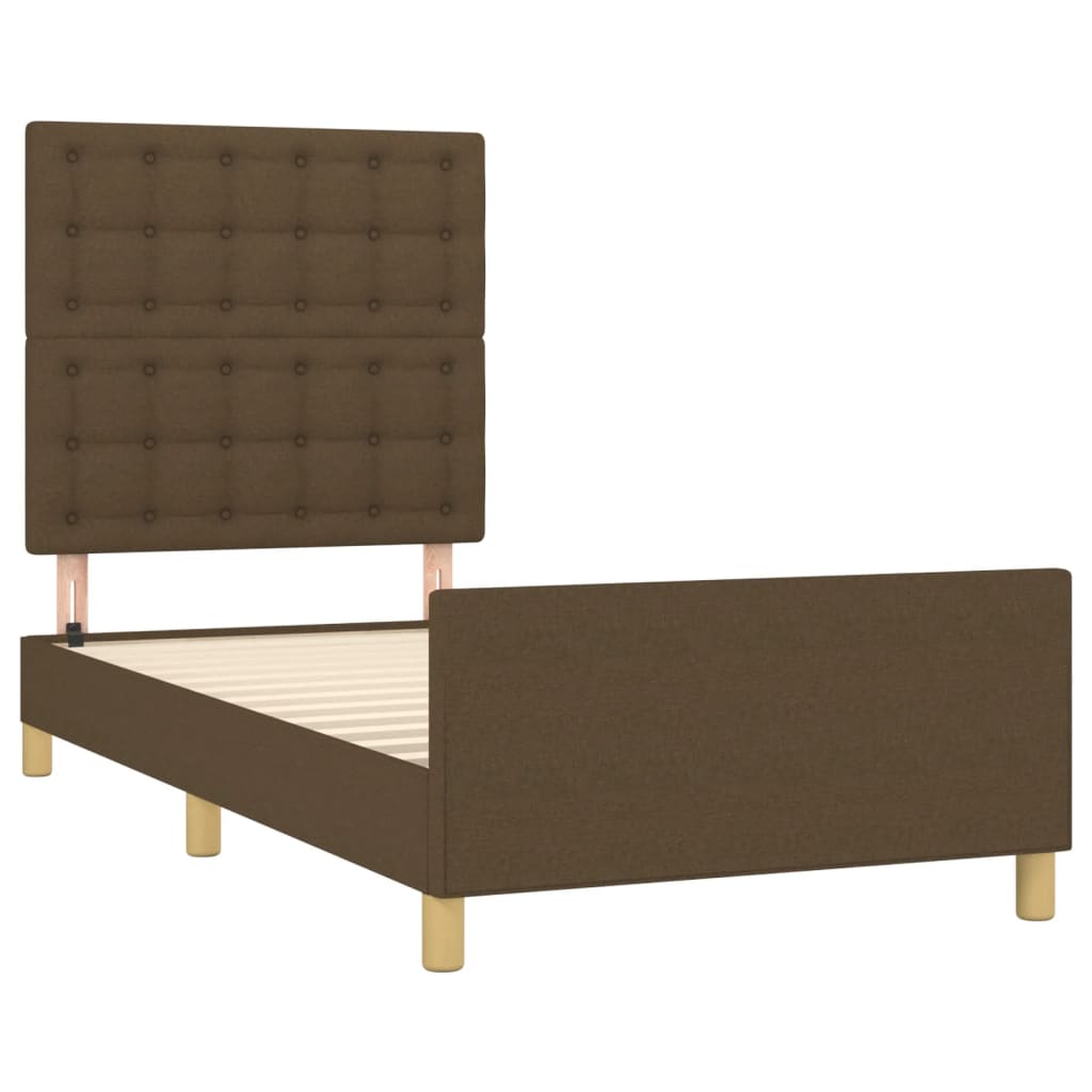 sötétbarna szövet ágykeret matrac nélkül 100x200 cm