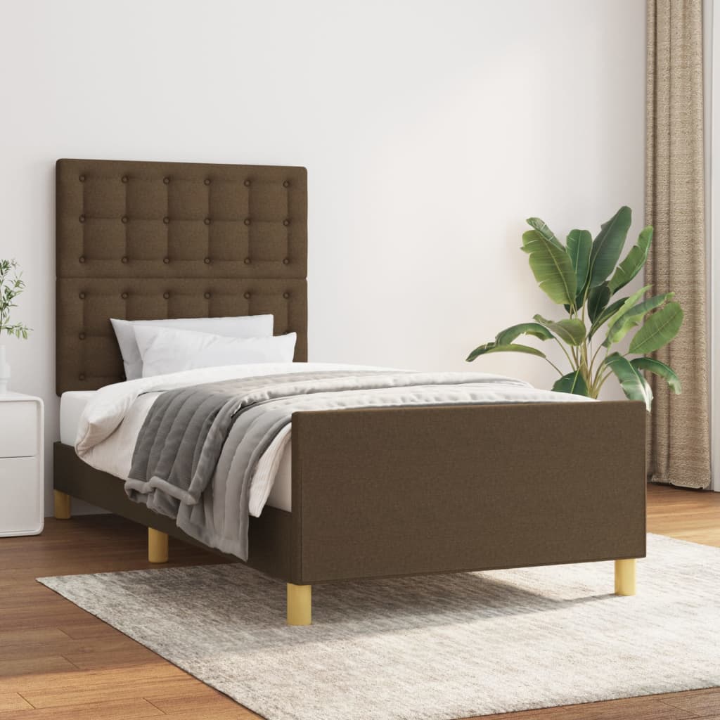 sötétbarna szövet ágykeret matrac nélkül 100x200 cm