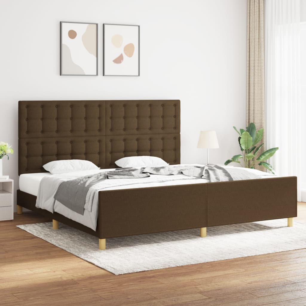 sötétbarna szövet ágykeret matrac nélkül 200 x 200 cm