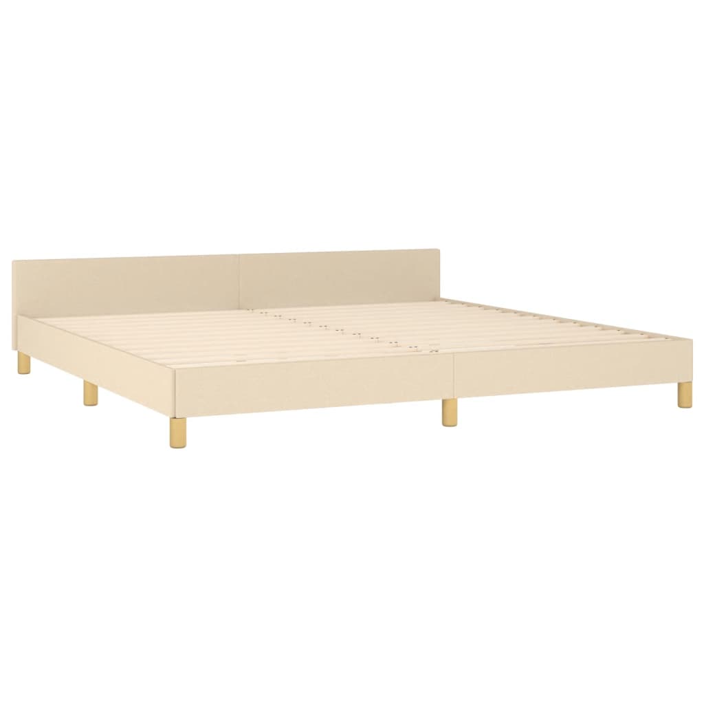 krémszínű szövet ágykeret matrac nélkül 200 x 200 cm