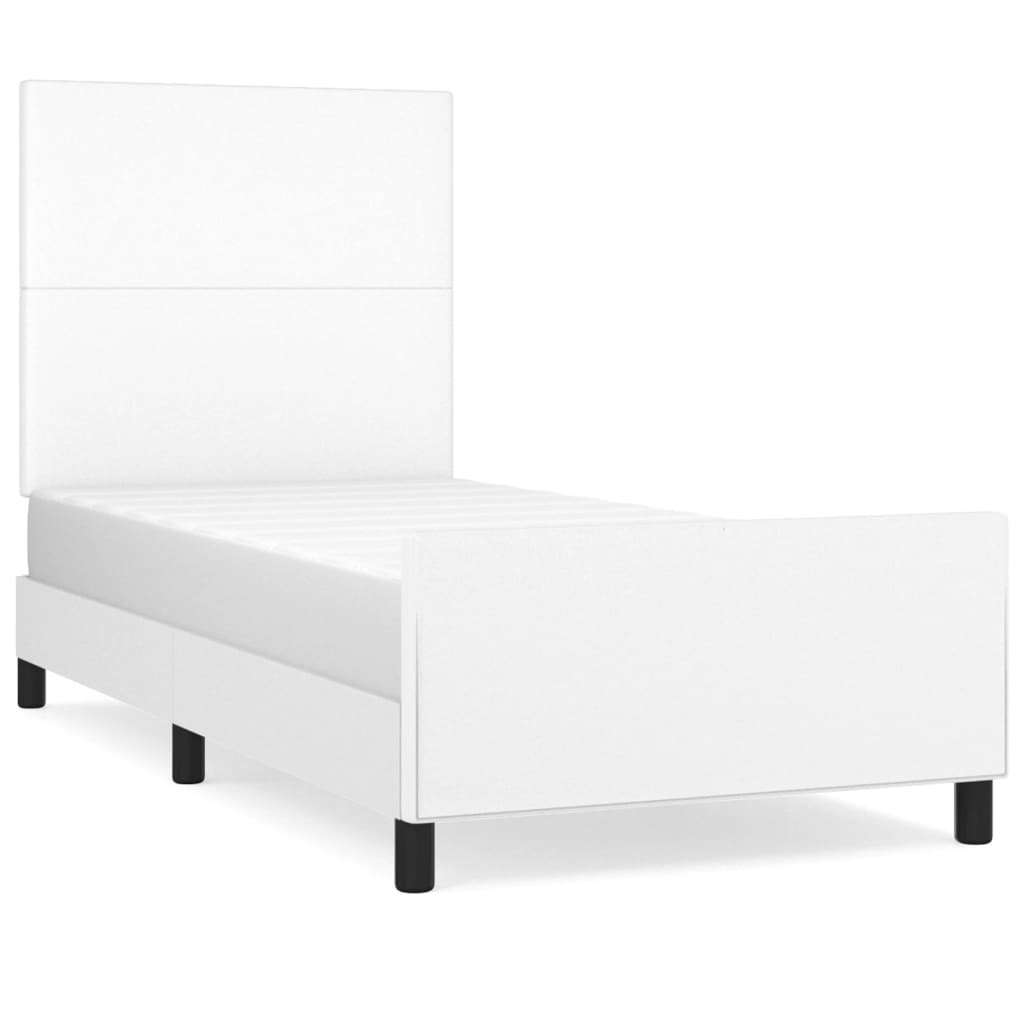 fehér műbőr ágykeret fejtámlával 80 x 200 cm