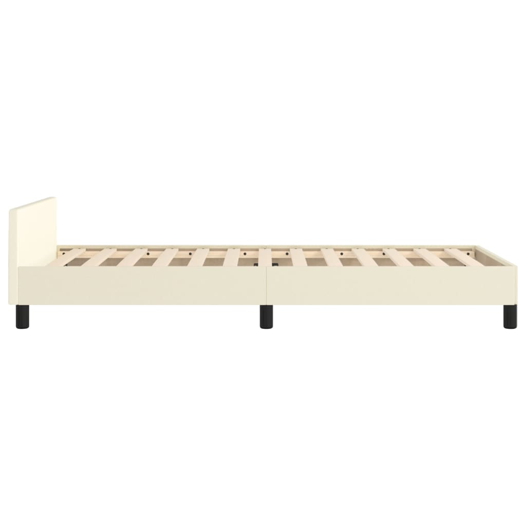 krémszínű műbőr ágykeret fejtámlával 90 x 200 cm