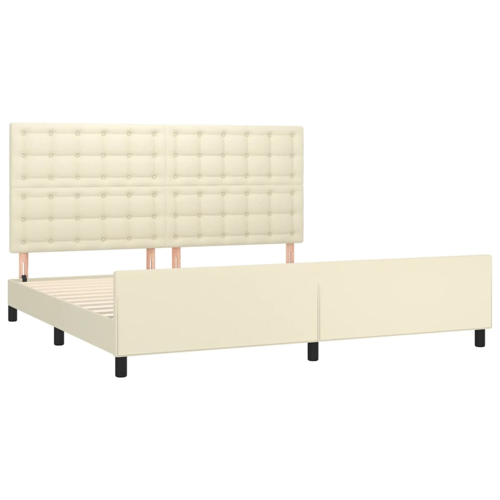 krémszínű műbőr ágykeret fejtámlával 200 x 200 cm