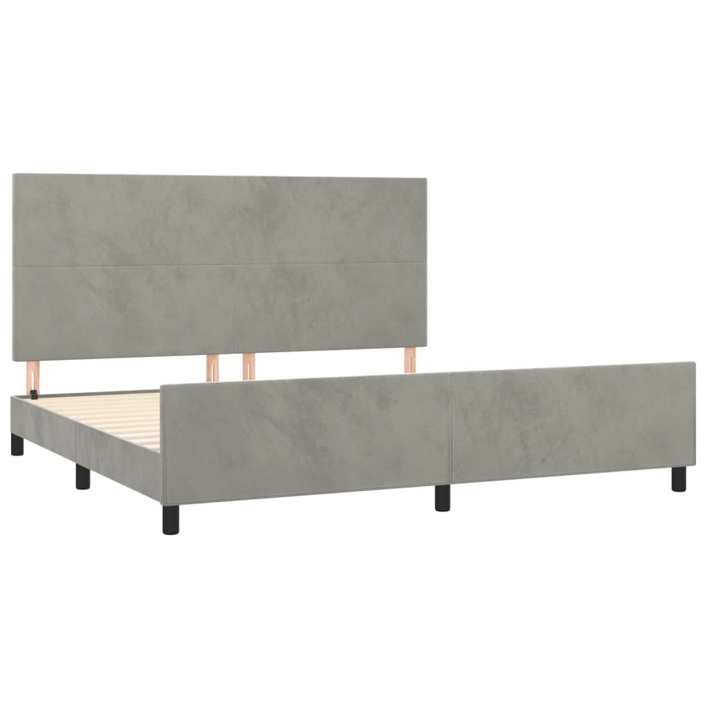 világosszürke bársony ágykeret matrac nélkül 200 x 200 cm