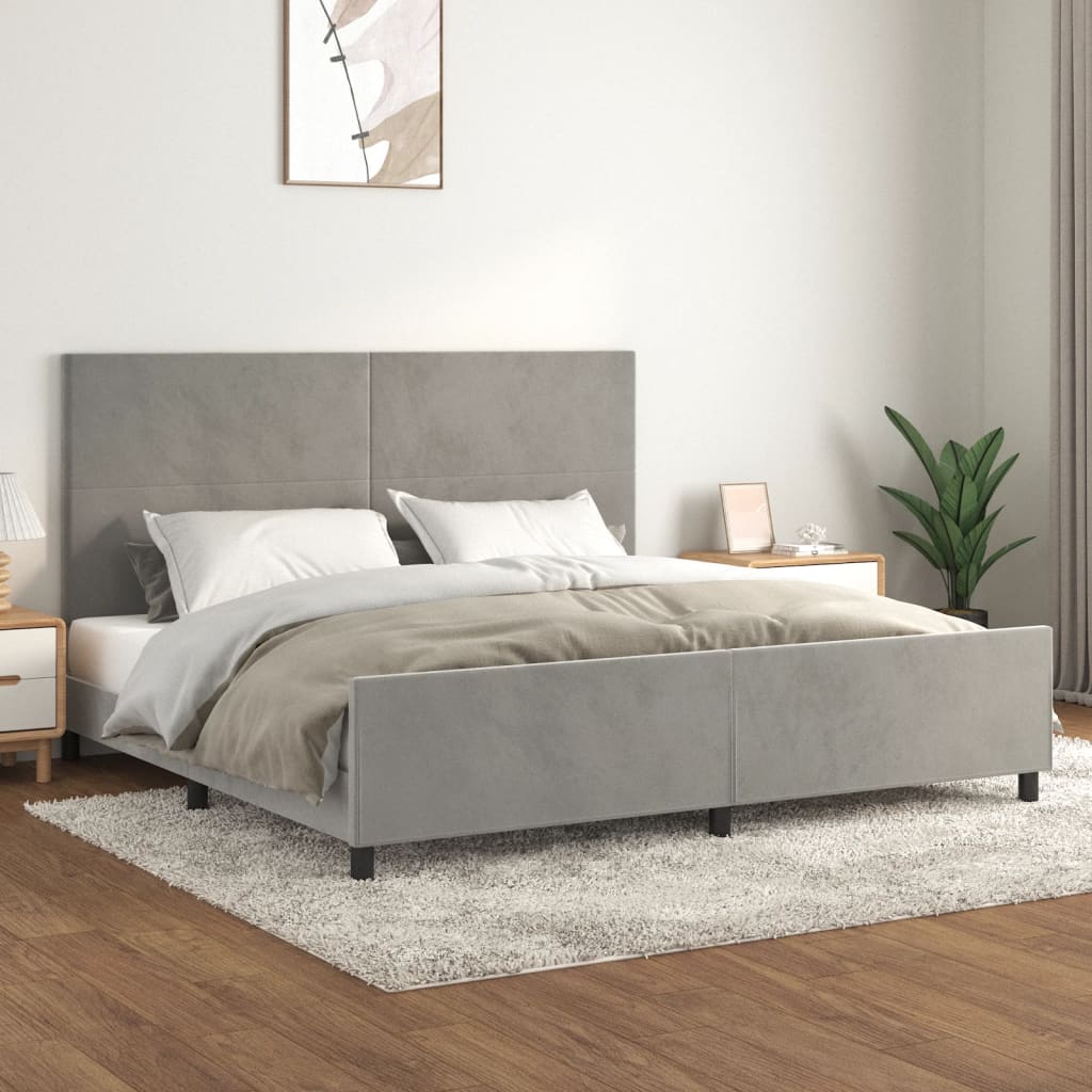 világosszürke bársony ágykeret matrac nélkül 200 x 200 cm