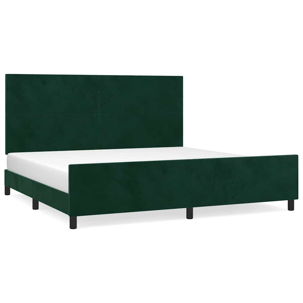 sötétzöld bársony ágykeret matrac nélkül 200x200 cm