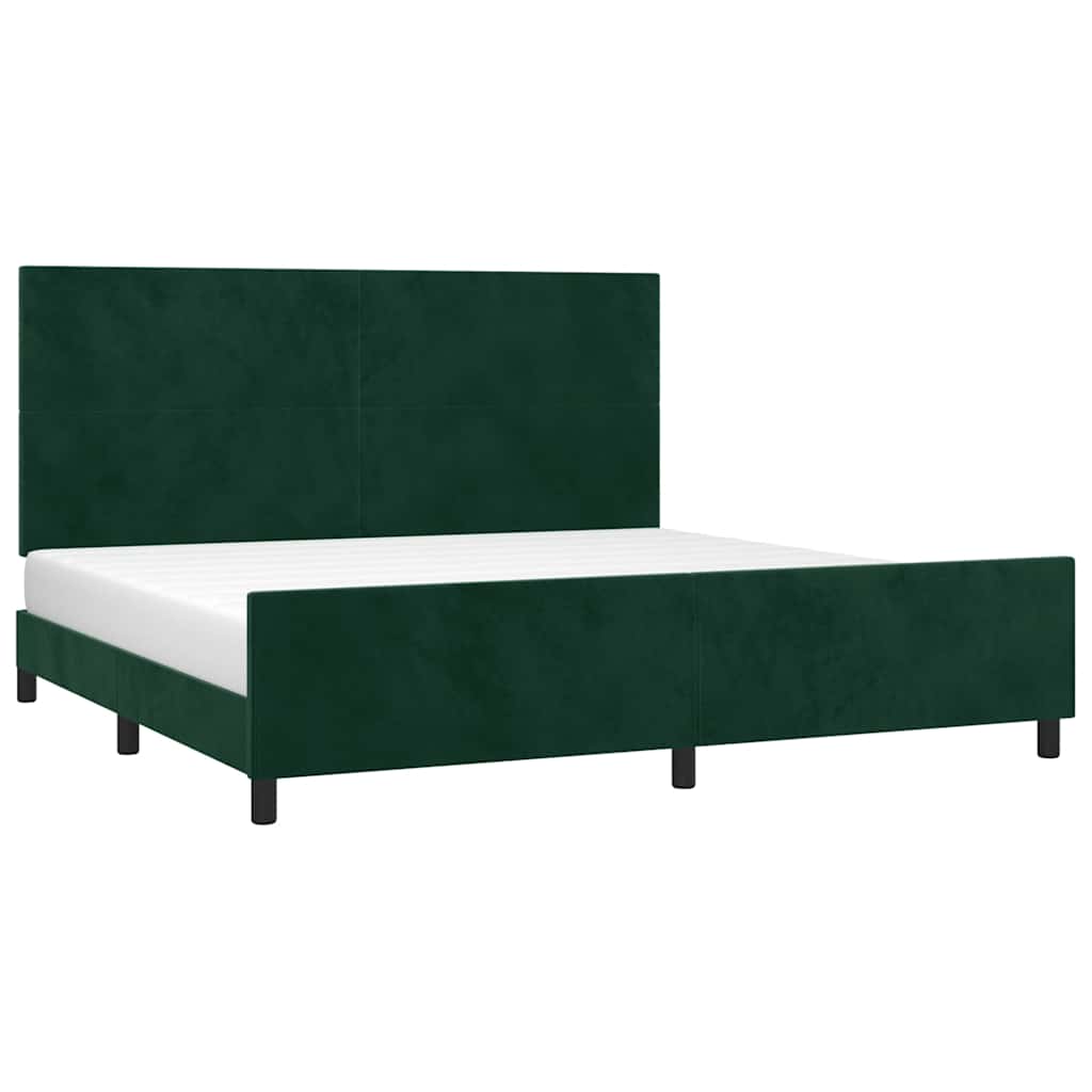 sötétzöld bársony ágykeret matrac nélkül 200x200 cm