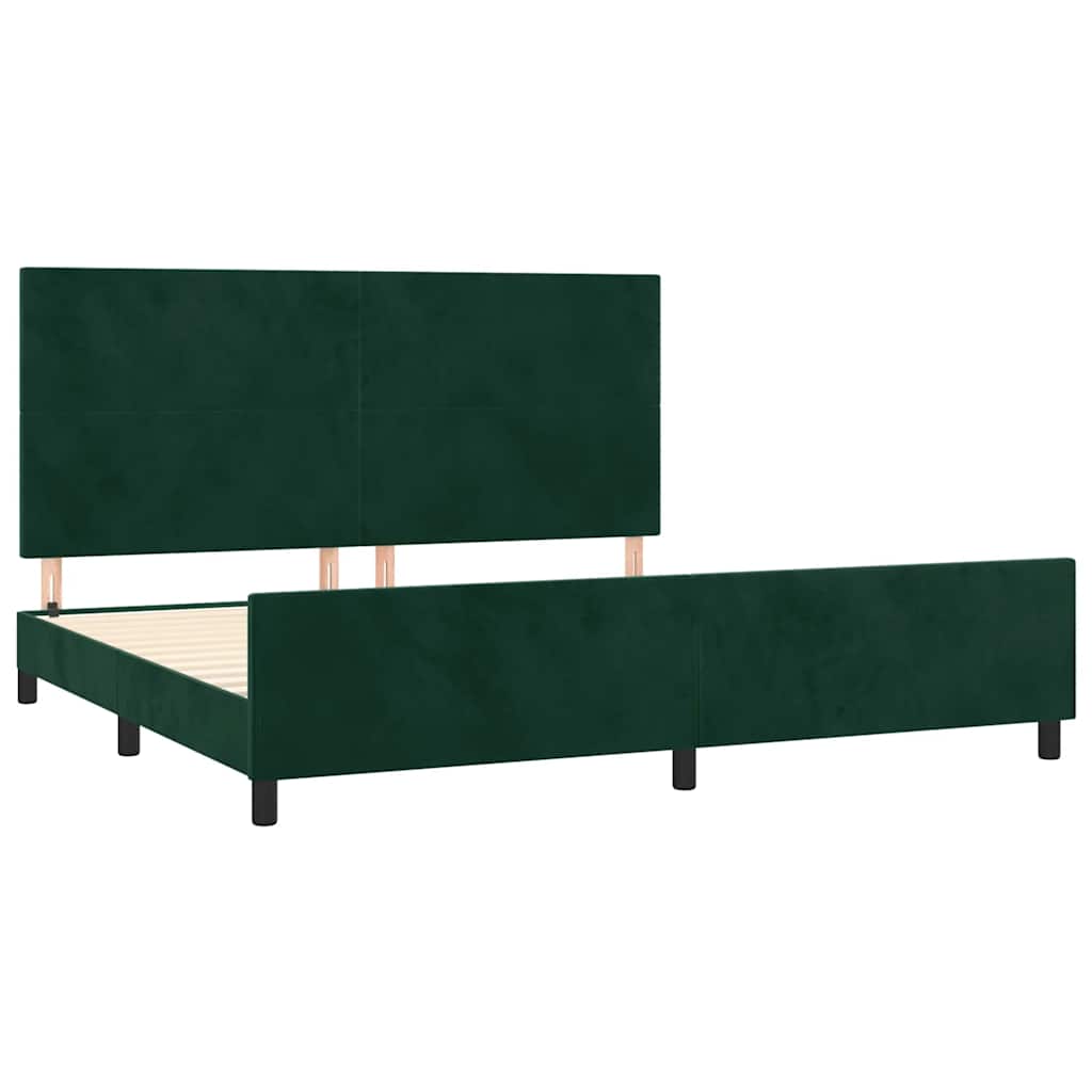 sötétzöld bársony ágykeret matrac nélkül 200x200 cm