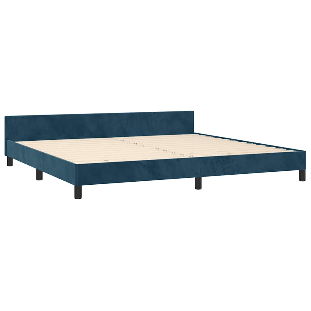 sötétkék bársony ágykeret matrac nélkül 200x200 cm