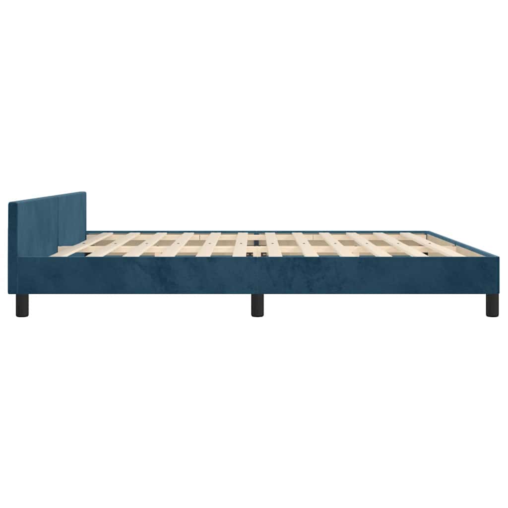 sötétkék bársony ágykeret matrac nélkül 200x200 cm
