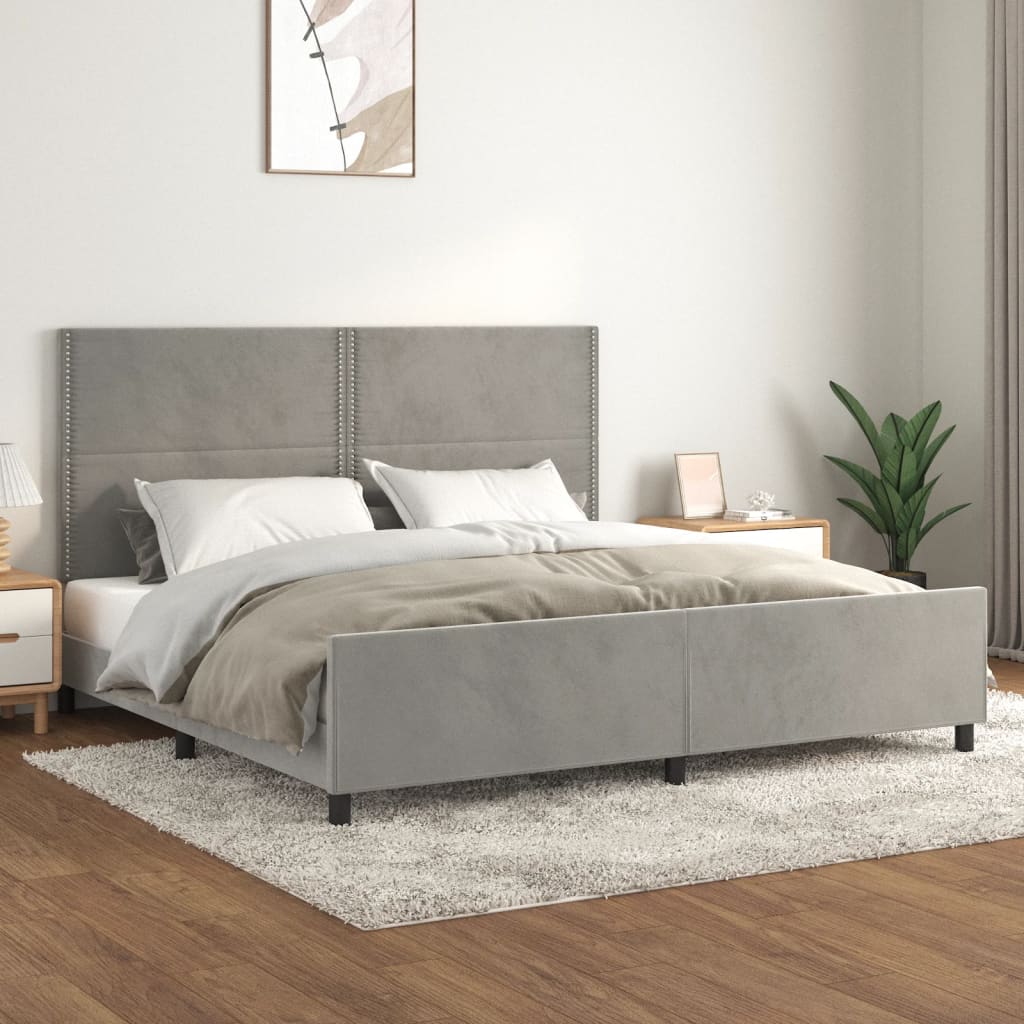 világosszürke bársony ágykeret matrac nélkül 200 x 200 cm