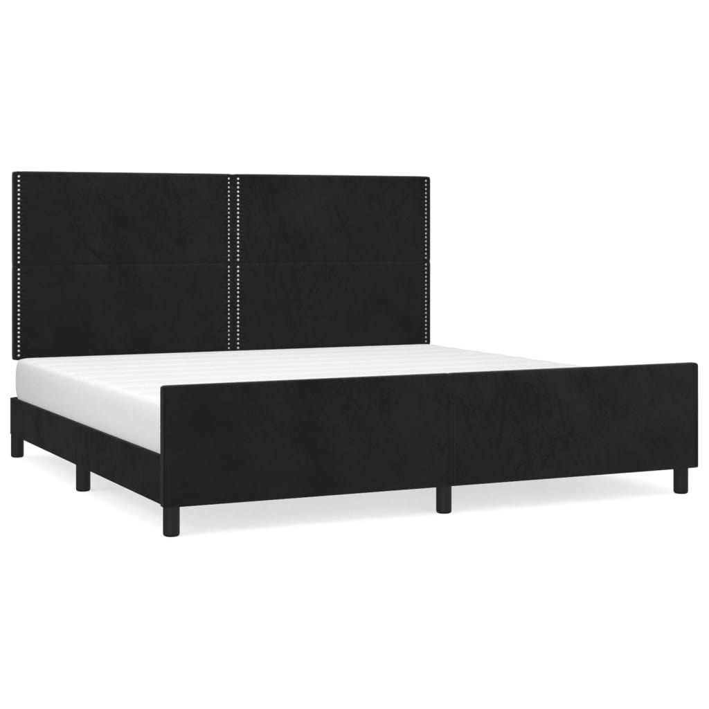 fekete bársony ágykeret matrac nélkül 200 x 200 cm