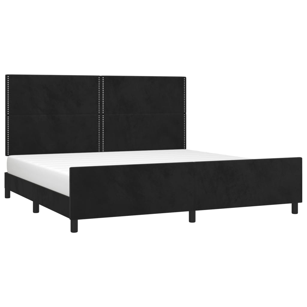 fekete bársony ágykeret matrac nélkül 200 x 200 cm