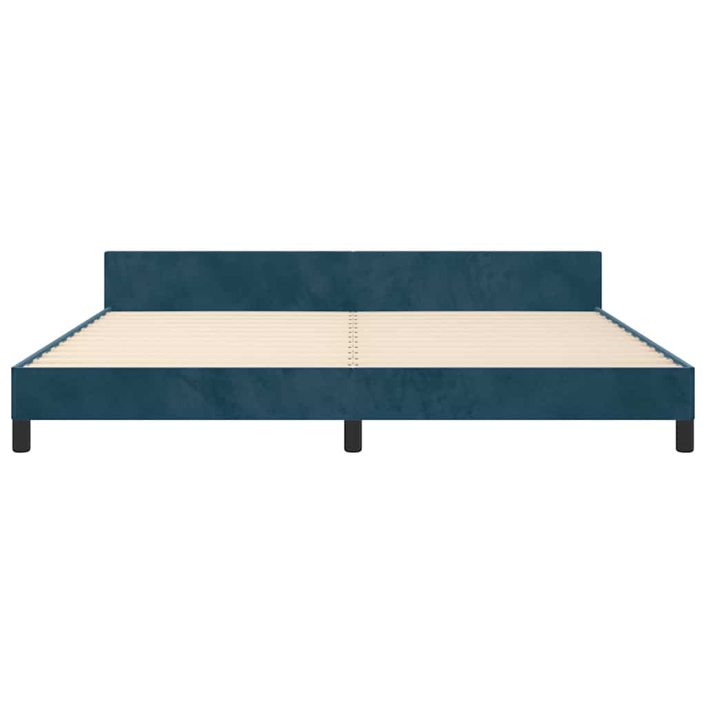 sötétkék bársony ágykeret matrac nélkül 200x200 cm