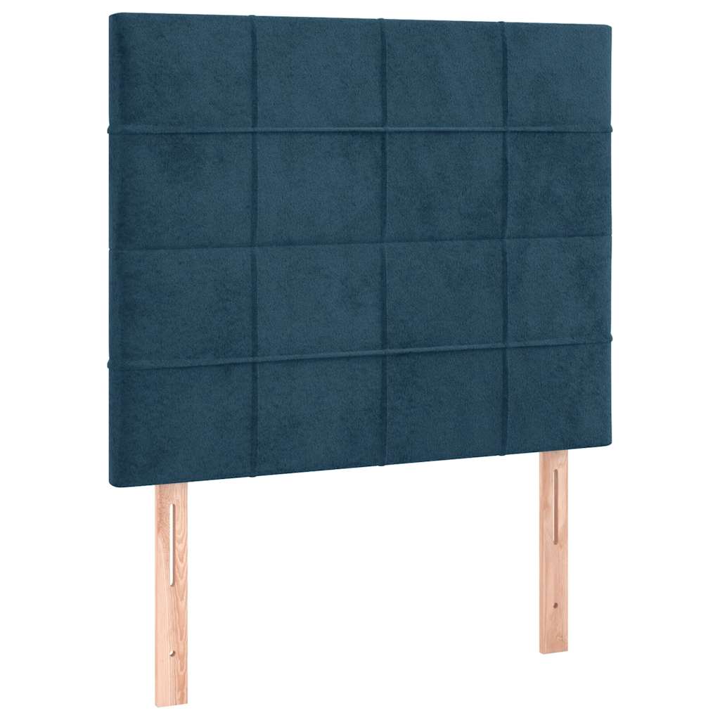 sötétkék bársony ágykeret matrac nélkül 90x200 cm