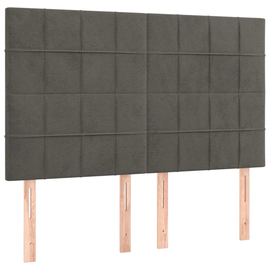 sötétszürke bársony ágykeret matrac nélkül 140 x 190 cm