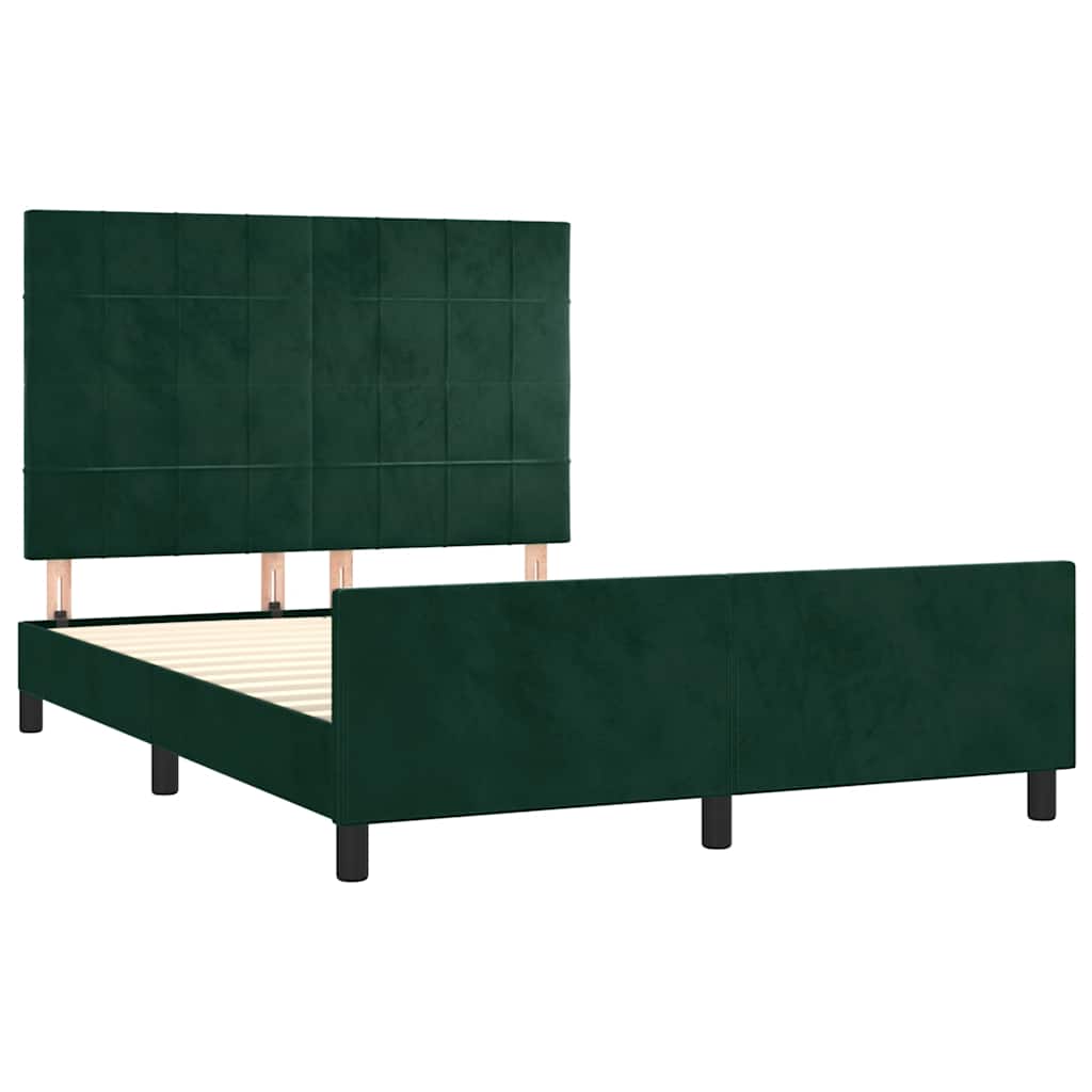 sötétzöld bársony ágykeret matrac nélkül 140 x 190 cm