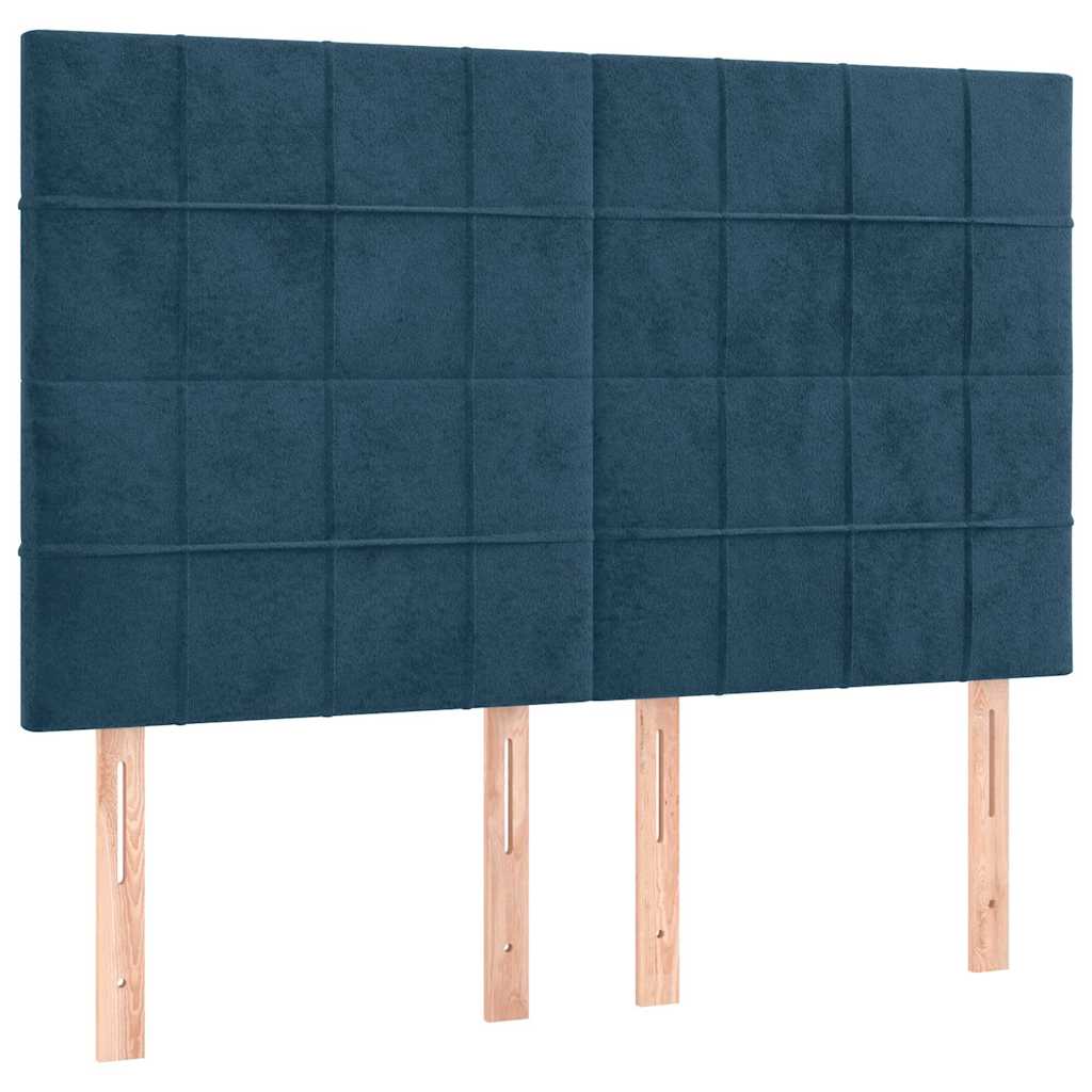 sötétkék bársony ágykeret matrac nélkül 140 x 190 cm