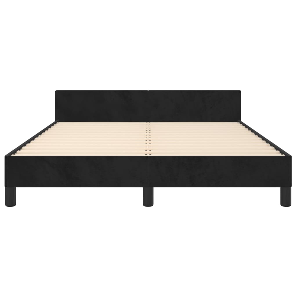 fekete bársony ágykeret matrac nélkül 140x200 cm