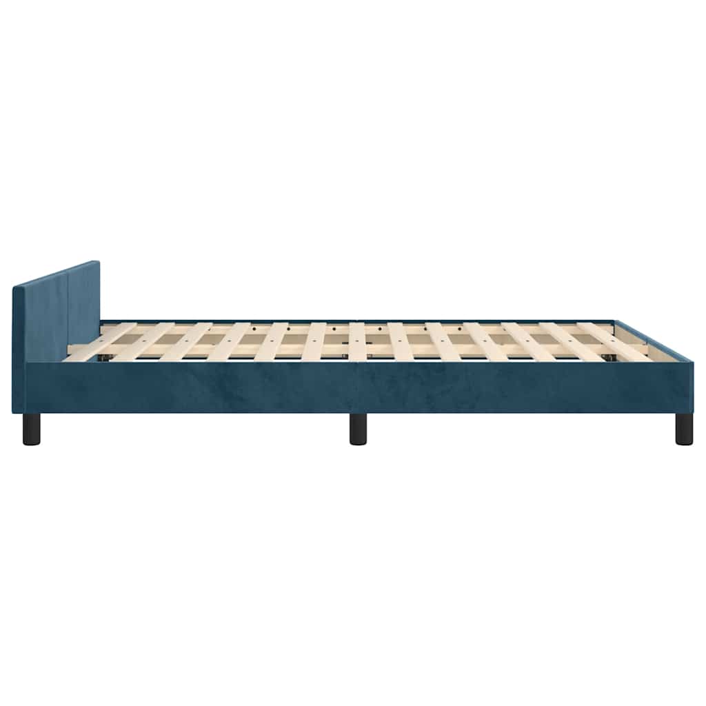 sötétkék bársony ágykeret matrac nélkül 140x200 cm