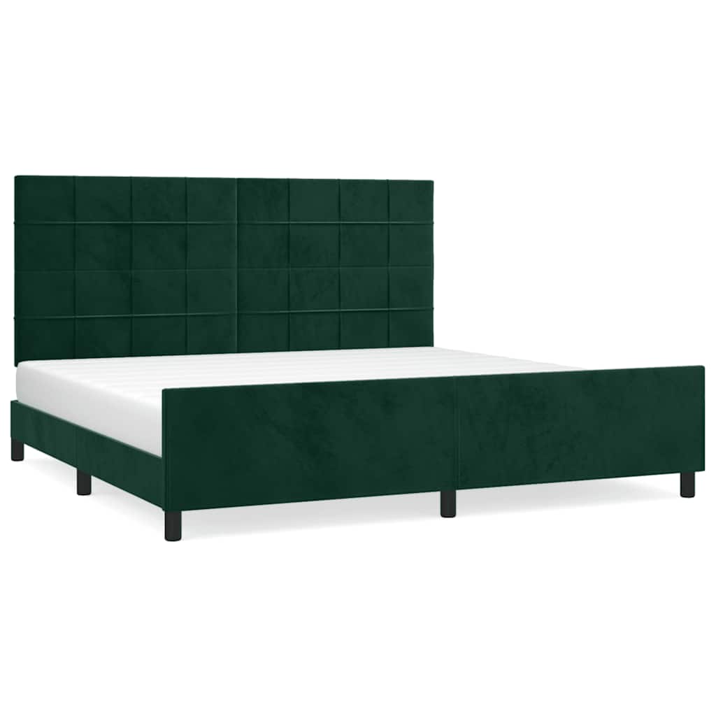 sötétzöld bársony ágykeret matrac nélkül 200x200 cm